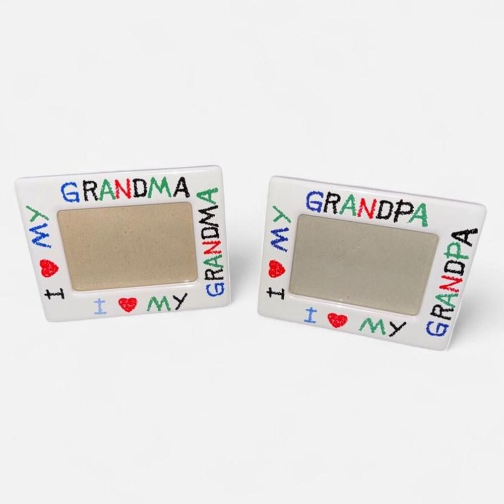 Grandma and Grandpa Matching Picture Frames, Vintage 19990s Ceramic